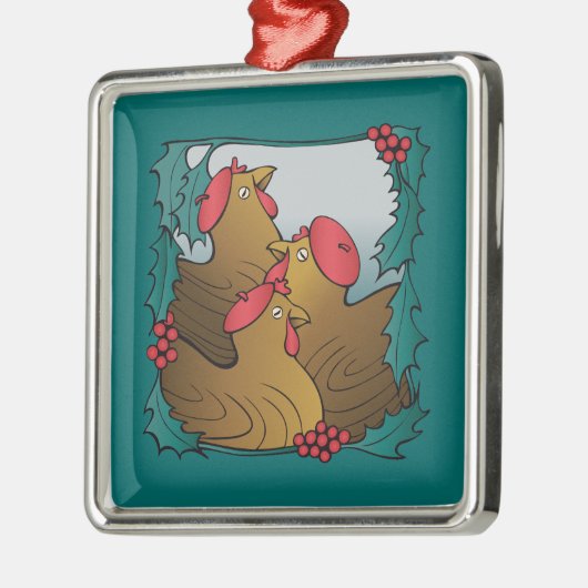 Baum-Franzose-Hennen Silbernes Ornament (Links)