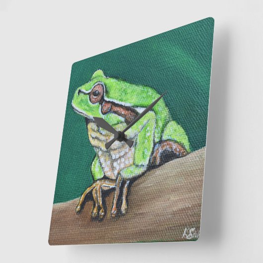 Baum Frog Painting Quadratische Wanduhr (Winkel)