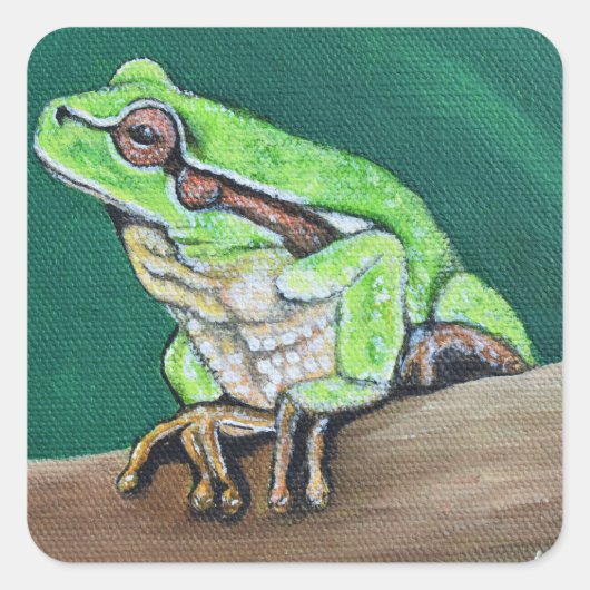 Baum Frog Painting Quadratischer Aufkleber (Vorderseite)
