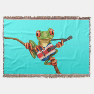 Baum-Frosch, der Costa Rica-Flaggen-Gitarren-Blau Decke