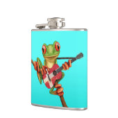 Baum-Frosch, der dänisches Flaggen-Gitarren-Blau Flachmann (Links)