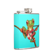 Baum-Frosch, der dänisches Flaggen-Gitarren-Blau Flachmann (Rechts)