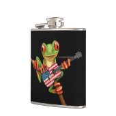 Baum-Frosch, der Flagge-Gitarren-Schwarzes spielt Flachmann (Links)