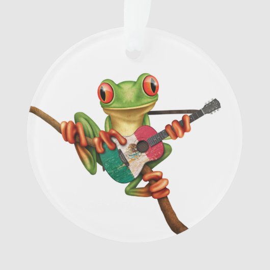 Baum-Frosch, der Flagge-Gitarren-Weiß spielt Ornament (Vorderseite)