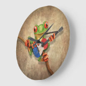 Baum-Frosch, der französische Flaggen-Gitarre Große Wanduhr (Winkel)