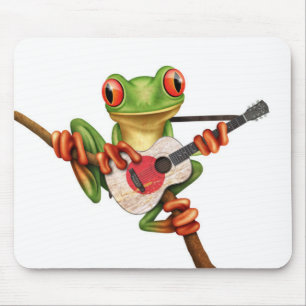 Baum-Frosch, der japanisches Flaggen-Gitarren-Wei Mousepad