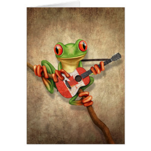 Baum-Frosch, der kanadische Flaggen-Gitarre spielt