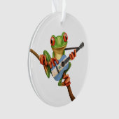 Baum-Frosch, der Nicaraguaflaggen-Gitarren-Weiß Ornament (Vorderseite)