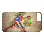 Baum-Frosch, der Puerto- Ricoflaggen-Gitarre Case-Mate iPhone Hülle (Rückseite (Horizontal))
