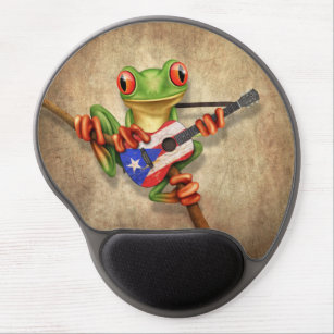 Baum-Frosch, der Puerto- Ricoflaggen-Gitarre Gel Mousepad