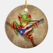 Baum-Frosch, der Puerto- Ricoflaggen-Gitarre Keramikornament (Hinten)