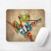 Baum-Frosch, der Quebec-Flaggen-Gitarre spielt Mousepad (Mit Mouse)