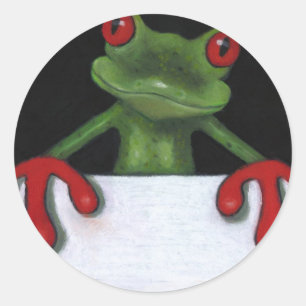 BAUM-FROSCH, DER ZEICHEN HÄLT: SIE WÄHLEN RUNDER AUFKLEBER