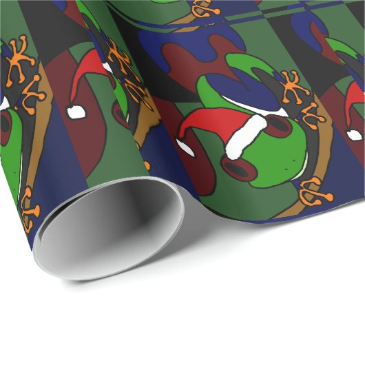 Baum-Frosch-tragendes Geschenkpapier (Rolleneckpunkt)