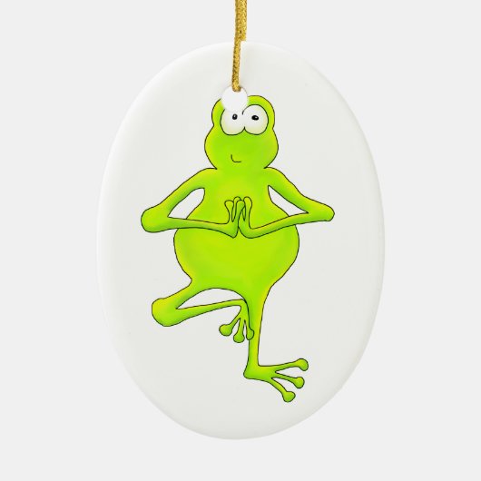 Baum-Frosch-Yoga-Baum-Pose-Verzierung Keramikornament (Vorne)
