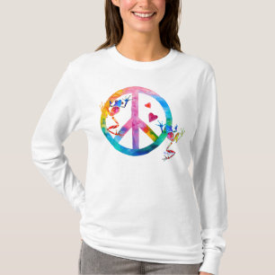 Baum-Frösche 4 Friedensdamen sleeved lang T-Shirt