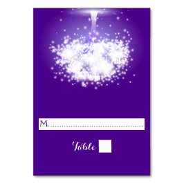 Baum, funkelnde Lichter lila Hochzeitsfeier Platzk Tischnummer
