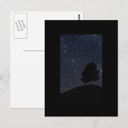 Baum gegen den Sternenhimmel Postkarte (Vorne/Hinten)