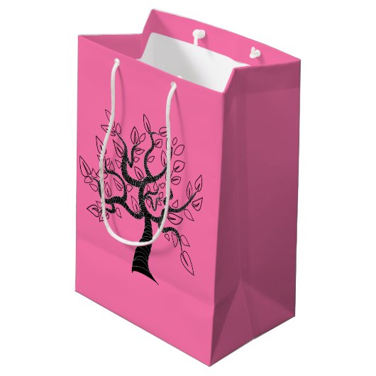 Baum-Geschenktasche - Benutzerdefinierte Farben Mittlere Geschenktüte (Rückseite Schrägansicht)