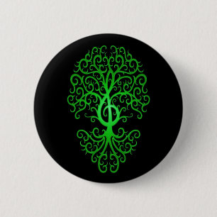 Baum, Grün u. Schwarzes des dreifachen Clef Button
