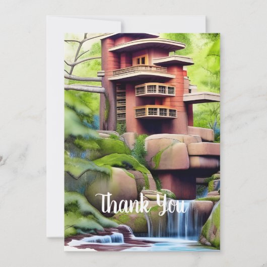 Baum Haus Digitale Kunst Dankeskarte (Vorderseite)