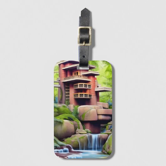 Baum Haus Digitale Kunst Gepäckanhänger (Vorderseite Vertikal)