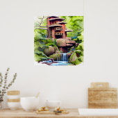 Baum Haus Digitale Kunst Poster (Küche)