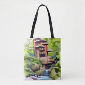 Baum Haus Digitale Kunst Tasche (Vorderseite)