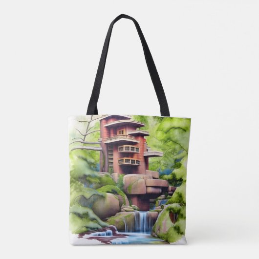 Baum Haus Digitale Kunst Tasche (Rückseite)