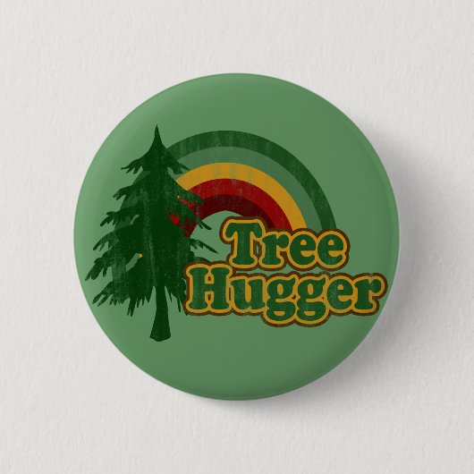 Baum Hugger Hippie-Regenbogen Button (Vorderseite)