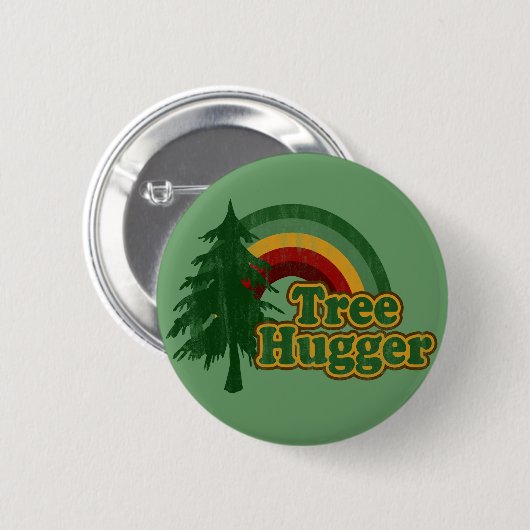 Baum Hugger Hippie-Regenbogen Button (Vorne & Hinten)