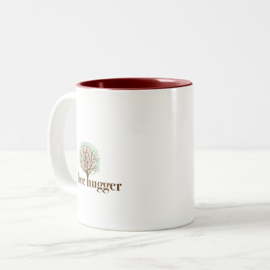 Baum Hugger mit Baumillustration Zweifarbige Tasse (Vorderseite Links)