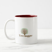 Baum Hugger mit Baumillustration Zweifarbige Tasse (Links)