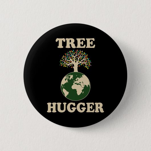 Baum Hugger Vintag Retro Natur Umweltohr Button (Vorderseite)
