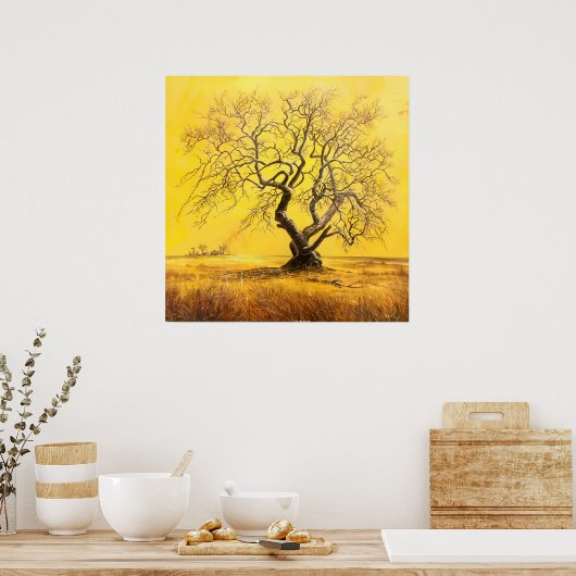 Baum im goldenen Licht Poster (Küche)