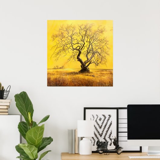 Baum im goldenen Licht Poster (Heimbüro)