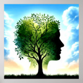 Baum im menschlichen Schädel (gerettet Klimawandel Poster (Vorne)