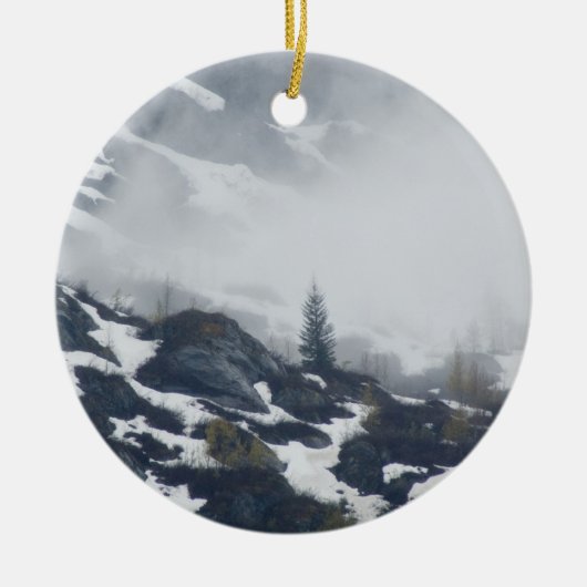 Baum im Nebel Keramik Ornament (Vorne)