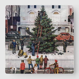 Baum im Rathausplatz Quadratische Wanduhr