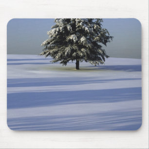 Baum im Schnee umfaßte Landschaft Mousepad