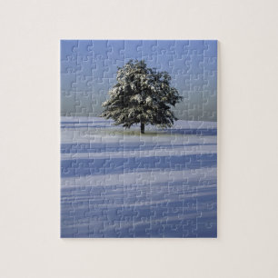 Baum im Schnee umfaßte Landschaft Puzzle