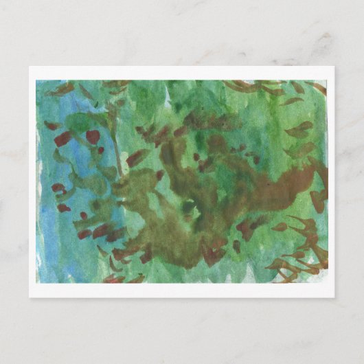 Baum in blauer und grüner Landschaft Postkarte (Vorderseite)