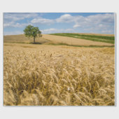 Baum in der Weizen-Feld-Landschaft Geschenkpapier (Flach)