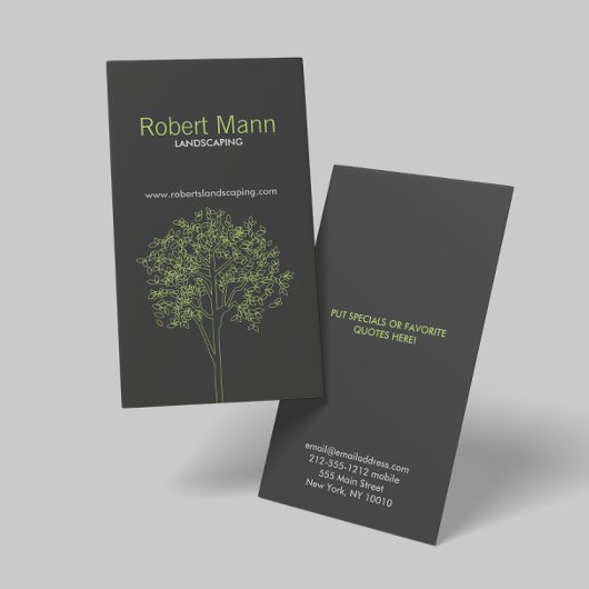 BAUM IN GRÜNE/GRAUE VERTIKALE Visitenkarte