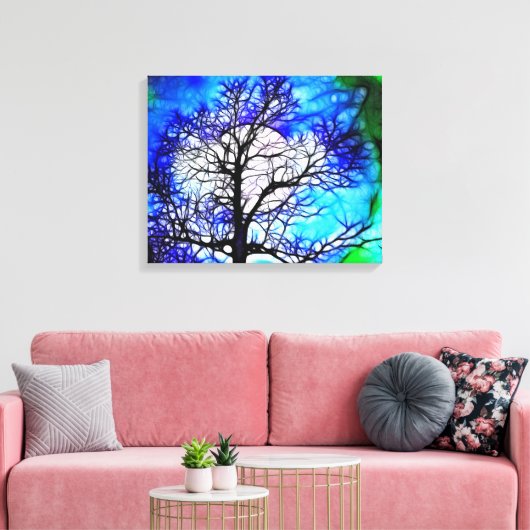 Baum in Mondlicht Landschaft ummantelt Canvas Leinwanddruck (Insitu (Wohnzimmer))
