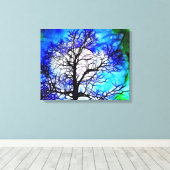 Baum in Mondlicht Landschaft ummantelt Canvas Leinwanddruck (Insitu (Holzboden))