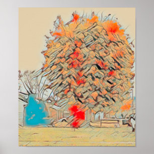 Baum in Sandmosaik gemalt Poster