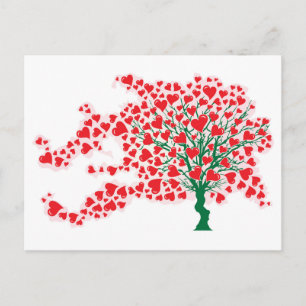 Baum in Wind mit Herz in Roten Farben Postkarte