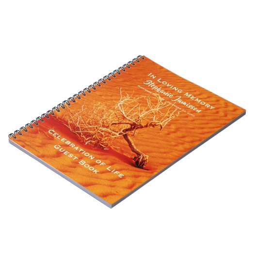 Baum in Wüste Sand Feier des Lebens Gästebuch Notizblock (Linke Seite)