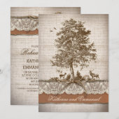 Baum Jute Spitze rustikal romantisches Probeessen Einladung (Vorne/Hinten)